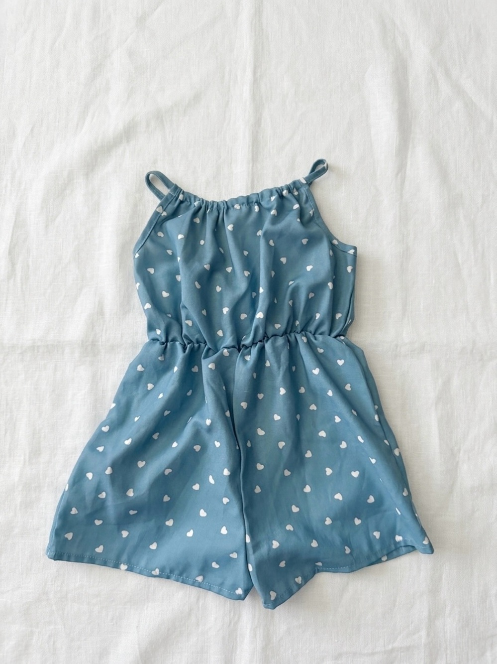 🚨SOLD!🚨Blue Heart Print Girls Romper | Size 3T | Boutique Style